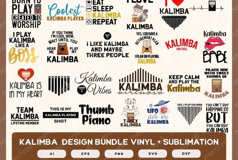 Kalimba Designs Bundle For Shirt Mugs Gifts Cricut Vinyl | Sublimation Kalimba Designs