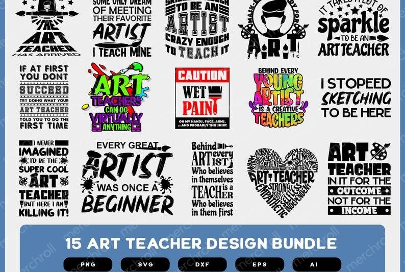 Art Teacher Design Bundle SVG | Art Teacher SVG | Art SVG Bundle | Artist Teacher svg | Art Design svg png eps dxf | Art svg
