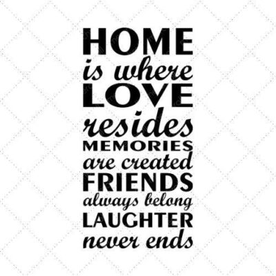 Home Is Where Love Resides Memories Are Created Friends Always Belong Laughter Never Ends SVG PNG EPS DXF AI Download