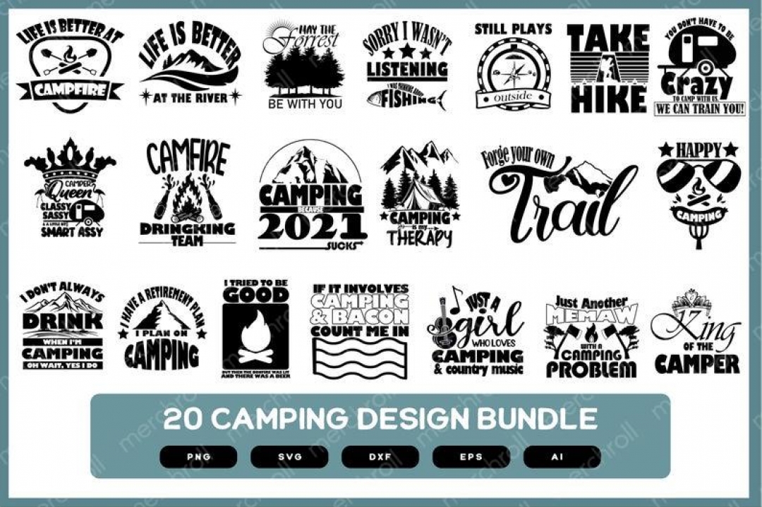 Camping Quotes Design Bundle | Camping Quotes Set | Camping Saying | Camping Sign | Camping Shirts | Camping SVG | Camping PNG