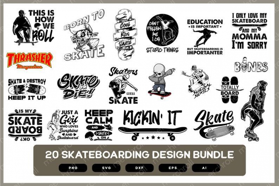 Skateboard Design Bundle | Skates | Skateboarding | Skates SVG | Skateboarding SVG | Skateboarding Shirt Design | Skateboarding Stickers