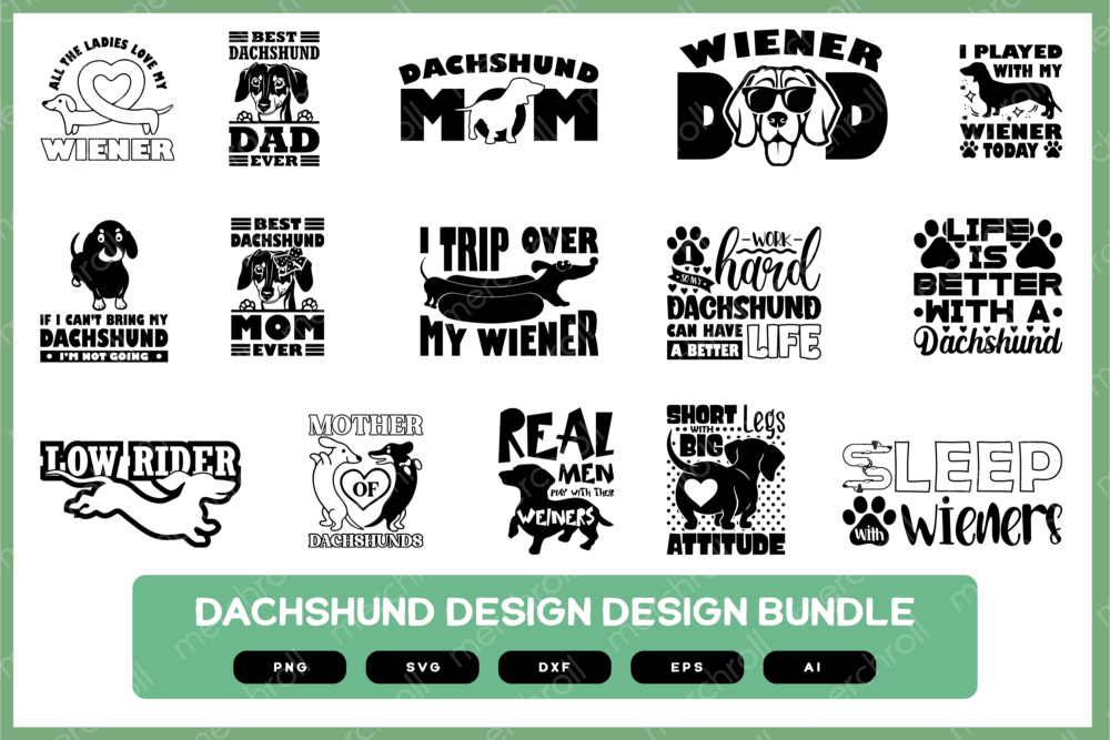 Dachshund Design Bundle | Dachshund Dog | Wiener Dog | Dachshund SVG | Dachshund PNG | Dachshund EPS | Wiener Dog Design | Dachshund Shirt