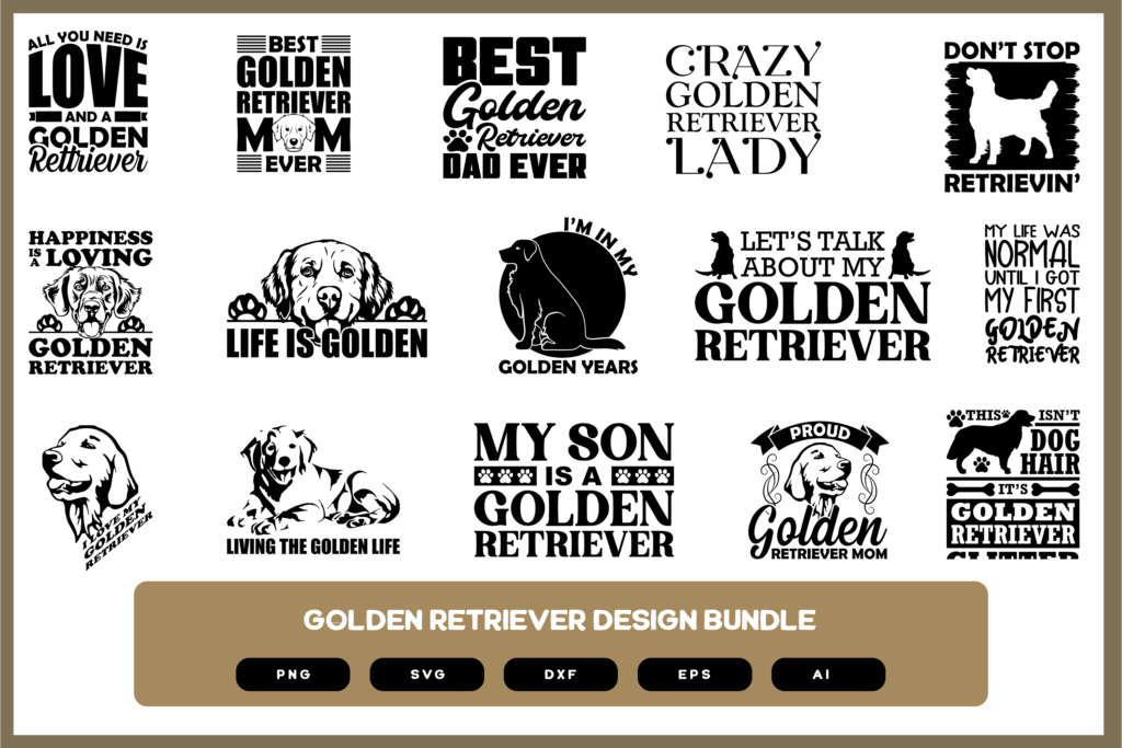 Golden Retriever Design Bundle | Golden Retriever SVG | Golden Retriever Shirt Design | Golden Retriever Stickers | Golden Retriever Mug
