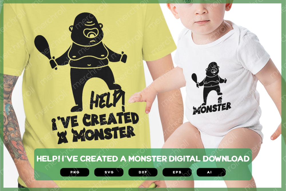 Help! I've created a monster Daddy & Baby Matching Shirt Design SVG PNG EPS DXF AI Download