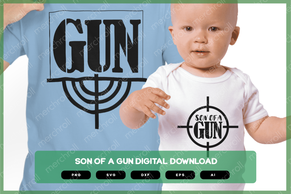 Gun Daddy & Baby Matching Shirt Design SVG PNG EPS DXF AI Download