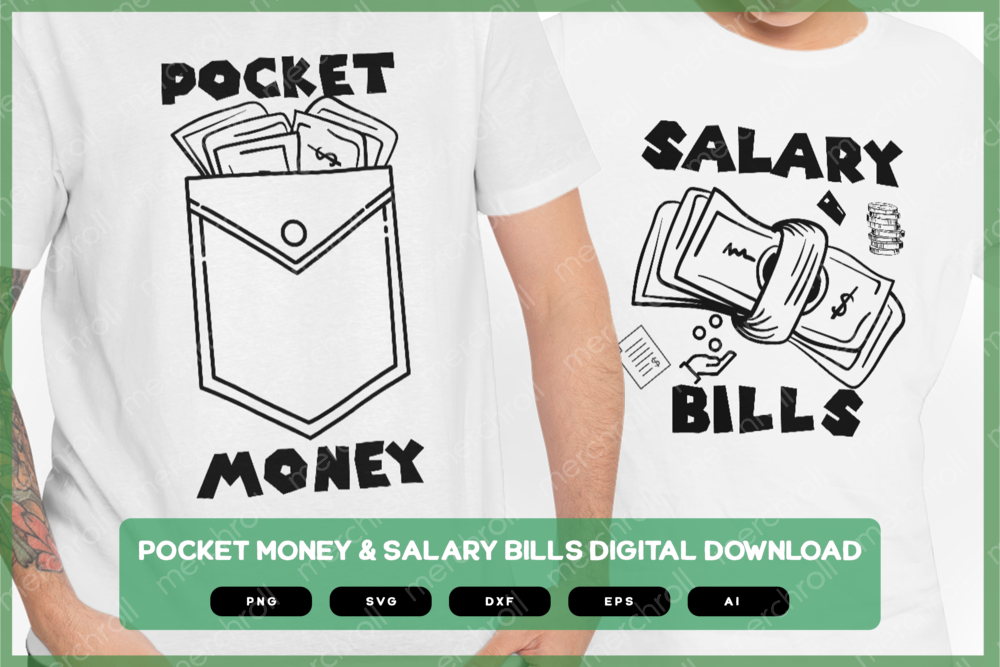 Salary Bills Dad & Son Matching Shirt Design Bundle SVG PNG EPS DXF AI Download