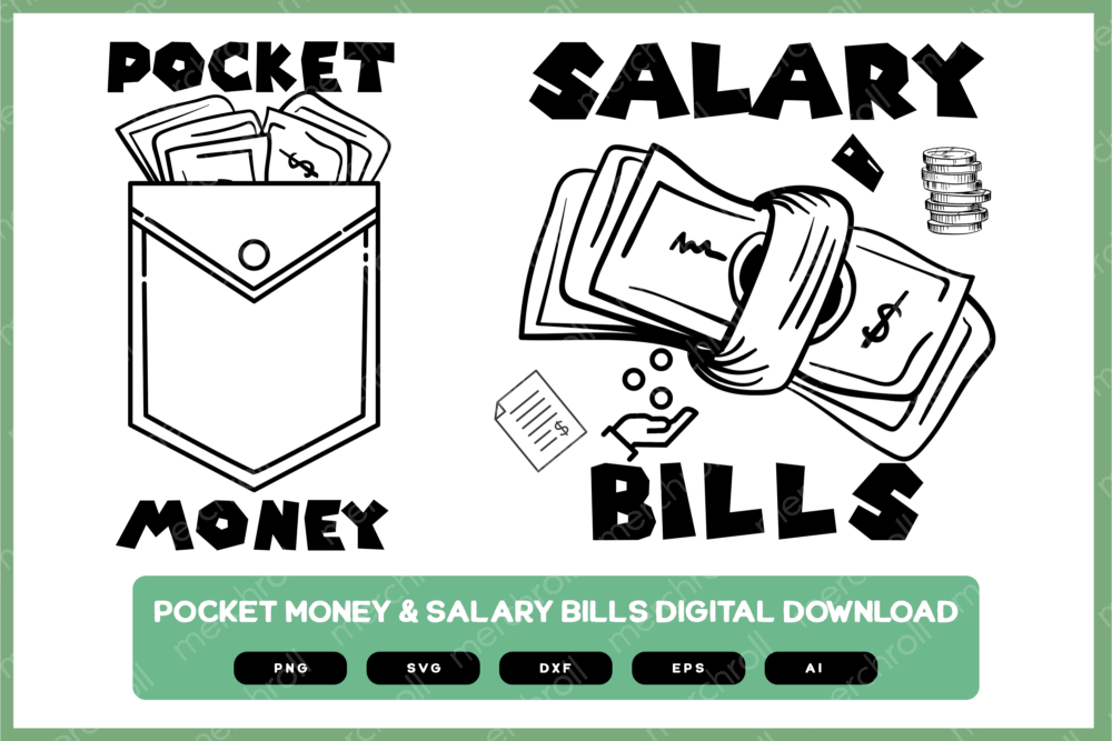 Pocket Money Dad & Son Matching Shirt Design Bundle SVG PNG EPS DXF AI Download