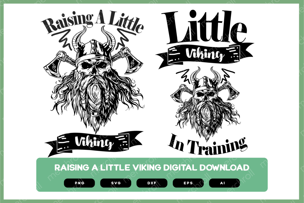 Little Viking In Training Dad & Son Matching Shirt Design Bundle SVG PNG EPS DXF AI Download