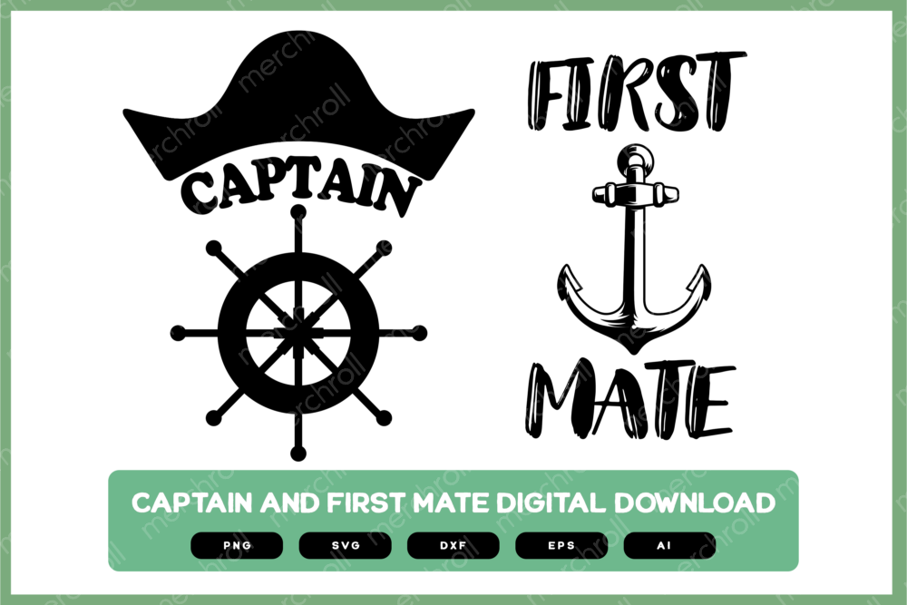 First Mate Daddy & Baby Matching Shirt Design SVG PNG EPS DXF AI Download