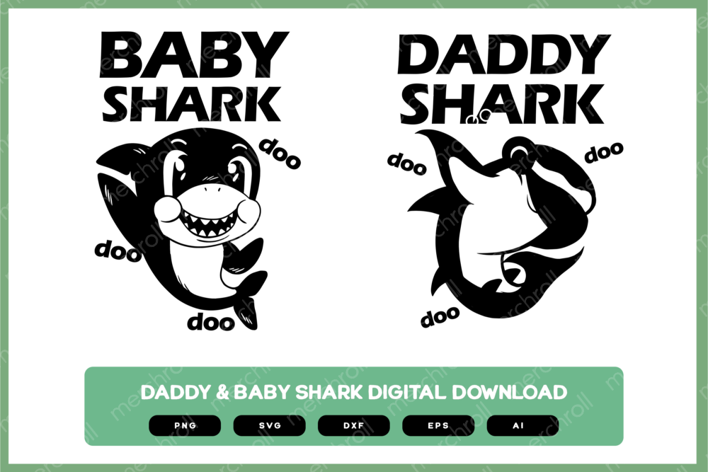 Baby shark Daddy & Baby Matching Shirt Design SVG PNG EPS DXF AI Download