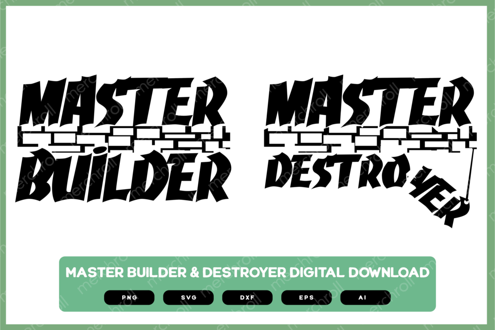 Master Builder Dad & Son Matching Shirt Design Bundle SVG PNG EPS DXF AI Download