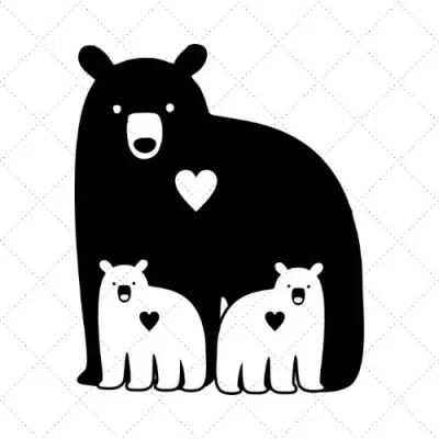 Mama Bear With Cubs SVG PNG EPS DXF AI Download