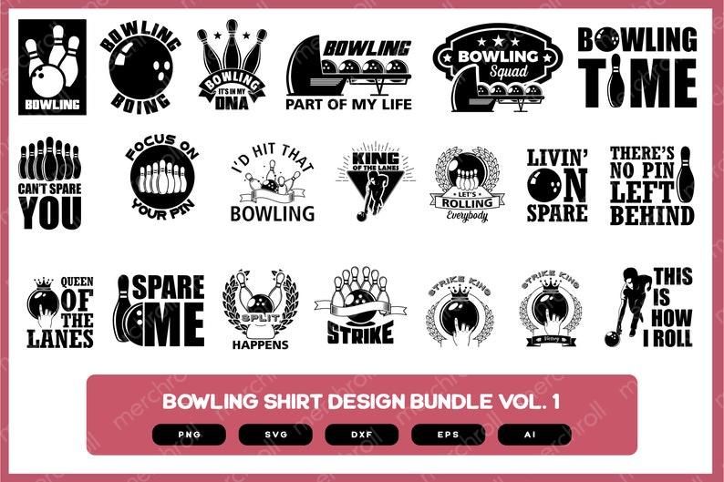 Bowling Design Bundle Vol. 1 | Bowling Shirt Design | Bowling Sayings | Bowling Mug Design | Bowling Stickers | Bowling Bag