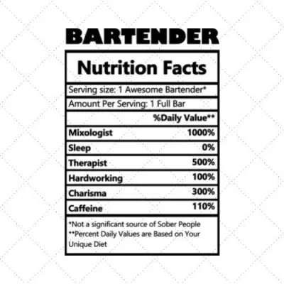Bartender Nutrition Facts SVG PNG EPS DXF AI Download