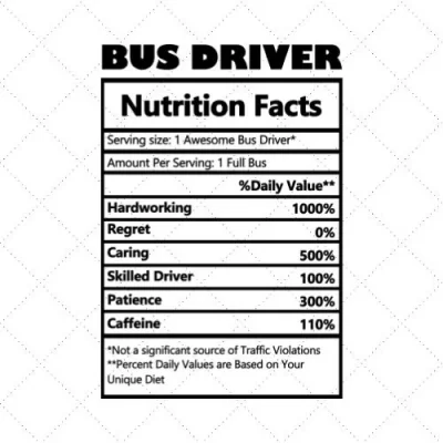 Bus Driver Nutrition Facts SVG PNG EPS DXF AI Download