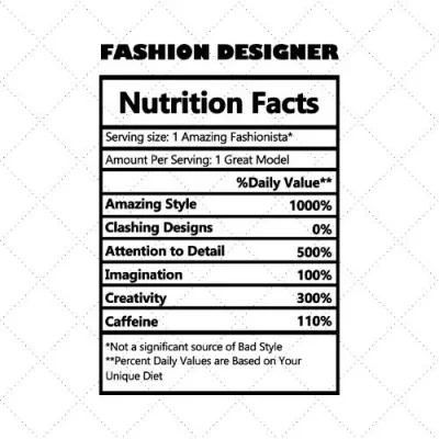 Fashion Designer Nutrition Facts SVG PNG EPS DXF AI Download