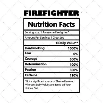 Firefighter Nutrition Facts SVG PNG EPS DXF AI Download