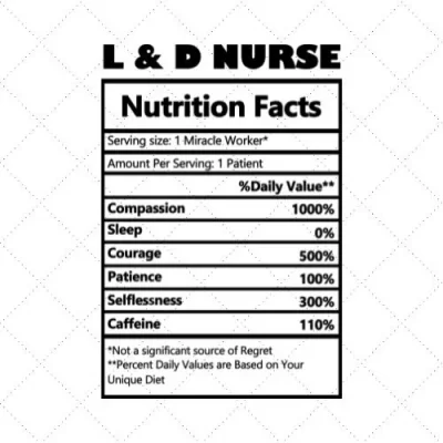 L & D Nurse Nutrition Facts SVG PNG EPS DXF AI Download