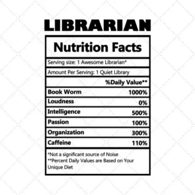Librarian Nutrition Facts SVG PNG EPS DXF AI Download
