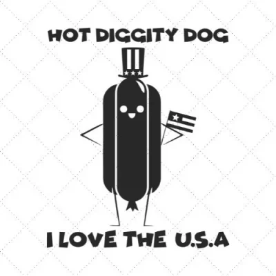 Hot Diggity Dog I Love The U.S.A SVG PNG EPS DXF AI Download