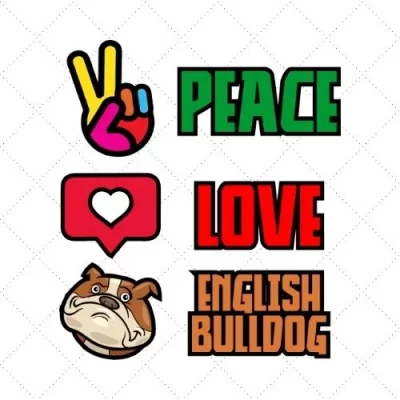 Peace Love English Bulldog SVG PNG EPS DXF AI Download
