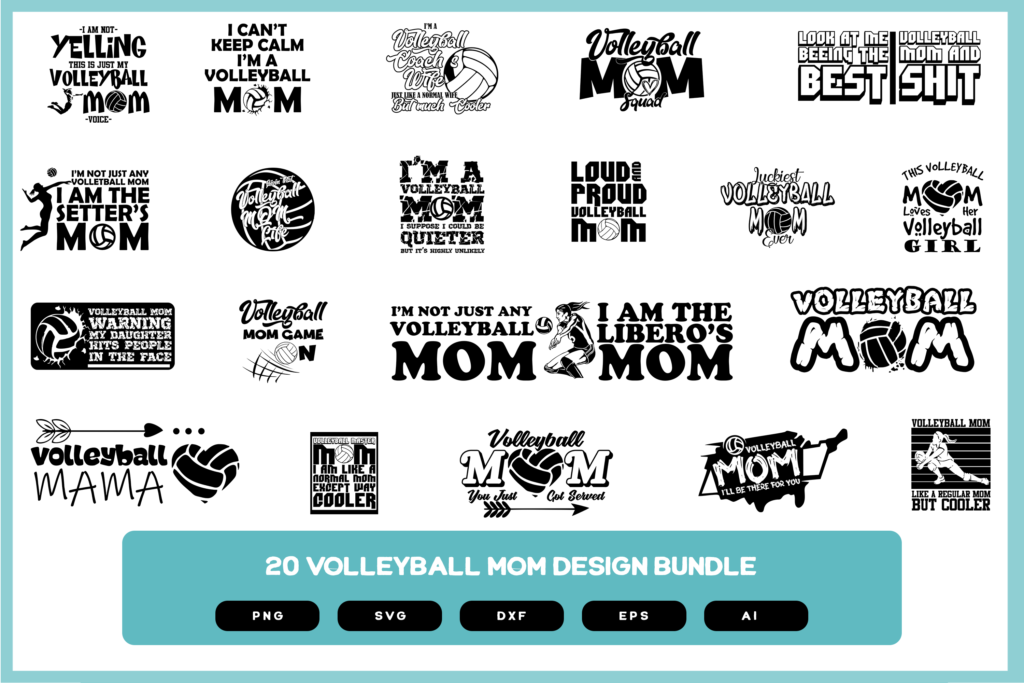 Volleyball Mom Design Bundle | Volleyball Mom Shirt | Volleyball Mom Gifts | Volleyball Mom Tumbler | Volleyball Mom Mug