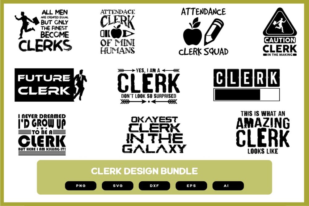 Clerk Design Bundle | Clerk Shirt | Clerk Shirt POD | Clerk Mug | Clerk Stickers