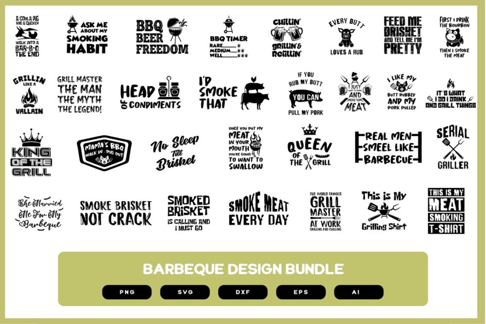 30 Barbeque Design Bundle | Barbeque Shirt | Barbeque Shirt POD | Barbeque Signage