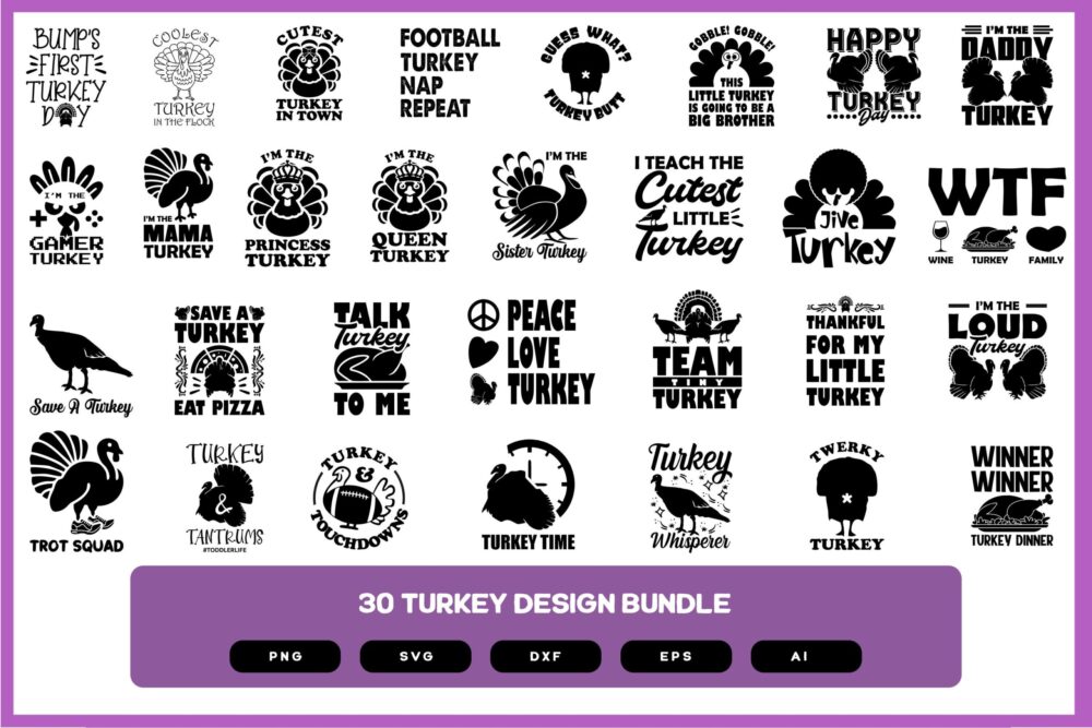 Turkey Design Bundle | Turkey Shirt | Turkey SVG | Turkey Shirt POD