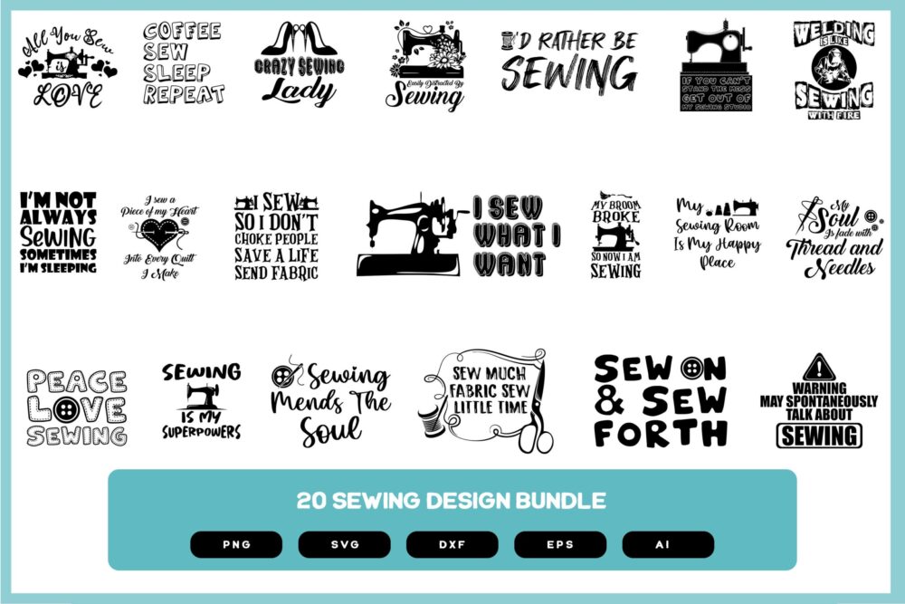 Sewing Design Bundle | Sewing Shirt Design | Funny Sewing Design | Sewing SVG | Sewing PNG | Sewing EPS