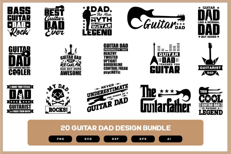 Guitar Dad Design Bundle | Guitar Dad Shirt | The Guitarfather | The Guitar Dad Shirt Guitar Dad SVG | Guitar Dad PNG POD
