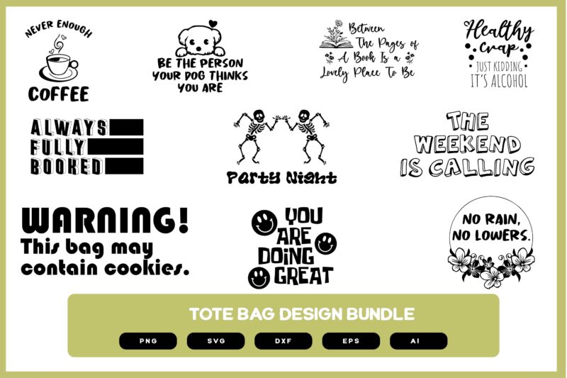 Tote Bag Design Volume 2 | Tote Bag SVG | Tote Bag PNG | Tote Bag POD