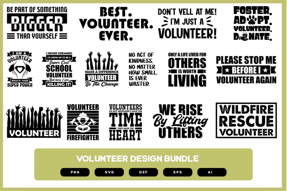 Volunteer Design Bundle | Volunteer SVG | Volunteer Shirt Design