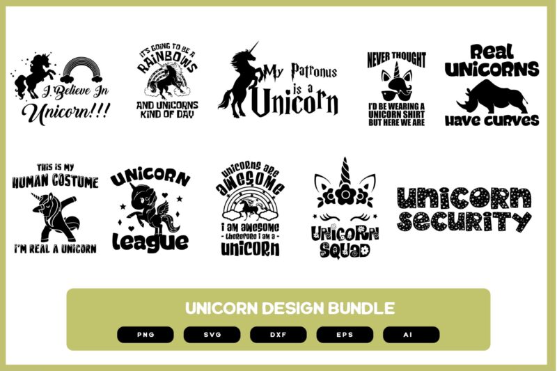 Unicorn Design Bundle | Unicorn Shirt Design | Unicorn SVG | Unicorn Design PNG POD
