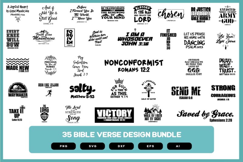 35 Bible Verse Design Bundle | Bible Verse | Bible Verse Shirt | Bible Verse Wall Art