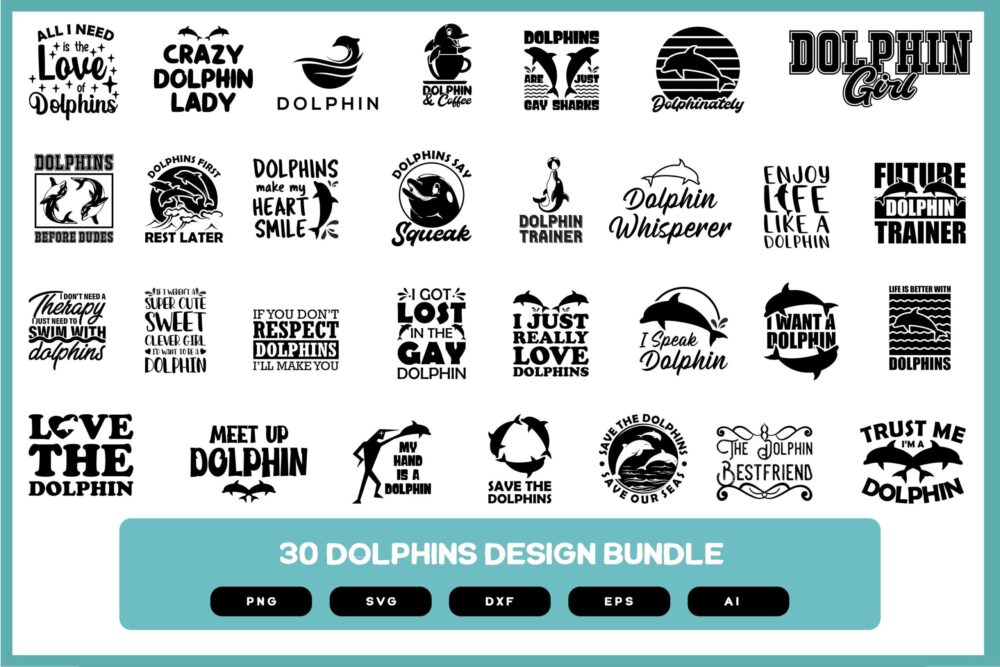 30 Dolphin Design Bundle | Dolphin Shirt | Dolphin Shirt Design | Dolphin SVG | Dolphin PNG | Dolphin Design POD