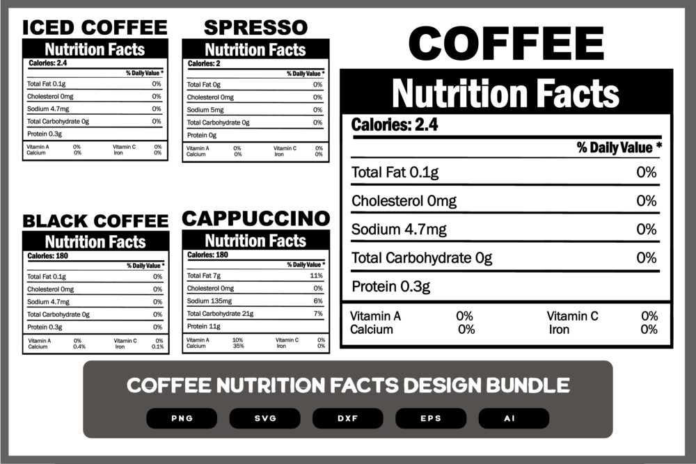 Coffee Nutrition Facts Design Bundle | Coffee Shirts | Coffee Shirts Design | Coffee Nutrition Facts SVG
