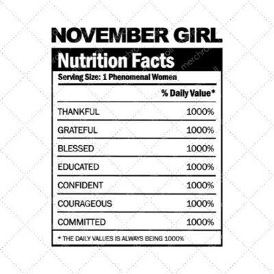 November Girl Nutrition Facts SVG PNG EPS DXF AI Download
