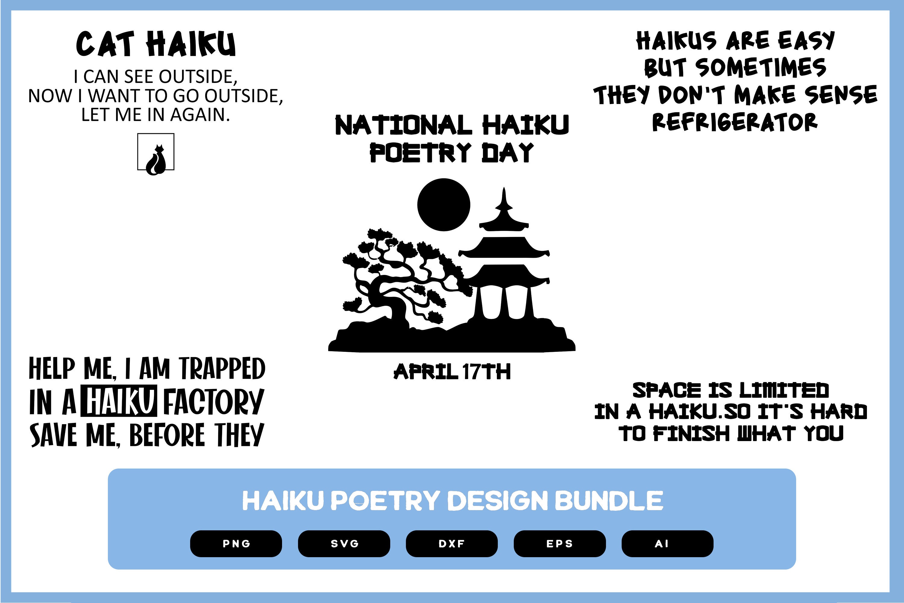 Haiku Poetry Design Bundle | Haiku | Haiku SVG | Haiku PNG | Haiku Poetry SVG | Haiku Poetry Shirt | Haiku Poetry Wall Design