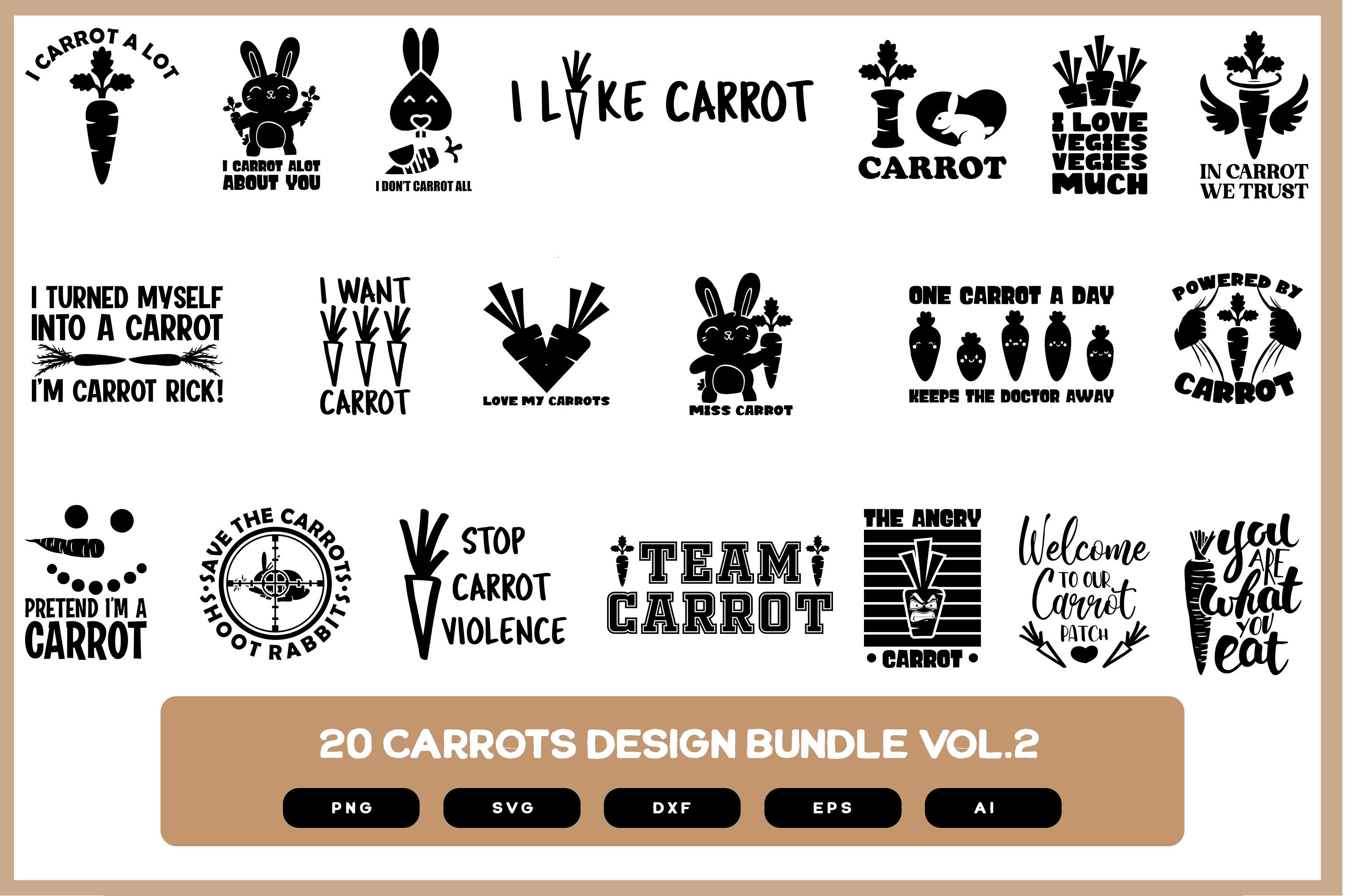 20 Carrots Design Bundle Vol.2| Carrots Design | Carrots Shirt Design | Carrots SVG | Carrots PNG | Carrots EPS | Carrots Quotes