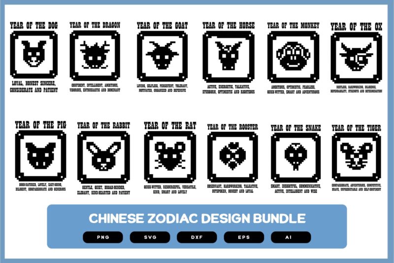 Chinese Zodiac Design Bundle | Chinese Zodiac | Chinese Zodiac SVG | Chinese Zodiac PNG | Chinese Zodiac Shirt | Chinese Zodiac Mug