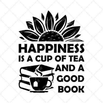 Happiness Is A Cup Of Tea And A Good Book SVG PNG EPS DXF AI Download