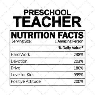 Preshool Teacher Nutrition Facts SVG PNG EPS DXF AI Download