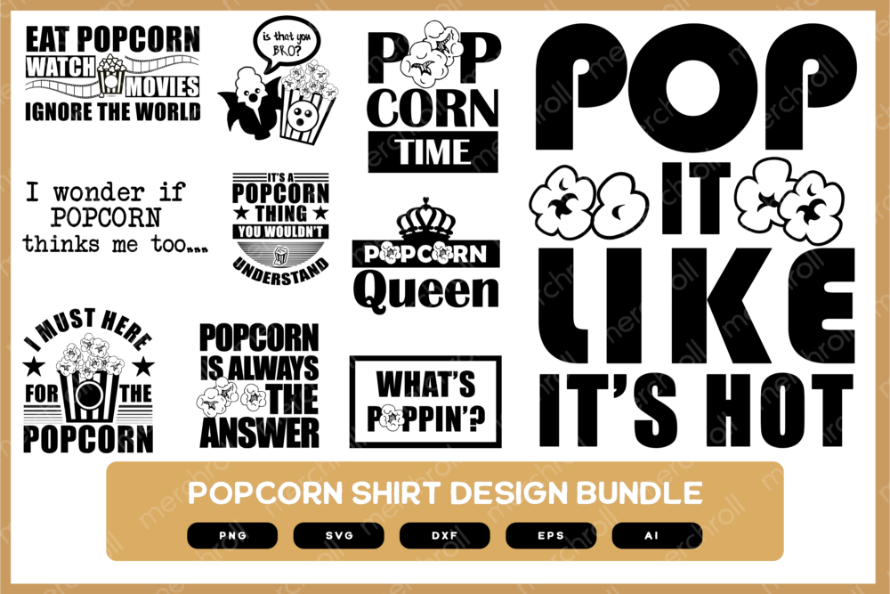 Popcorn Design Bundle | Popcorn Shirt Design | Popcorn Design | Popcorn SVG | Popcorn Shirt SVG | Popcorn shirt POD