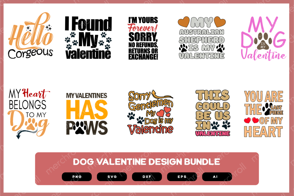 Dog Valentine Design Bundle | Cute Dog Valentine Design | Funny Dog Design | Dog Valentines SVG | Dog Valentines PNG