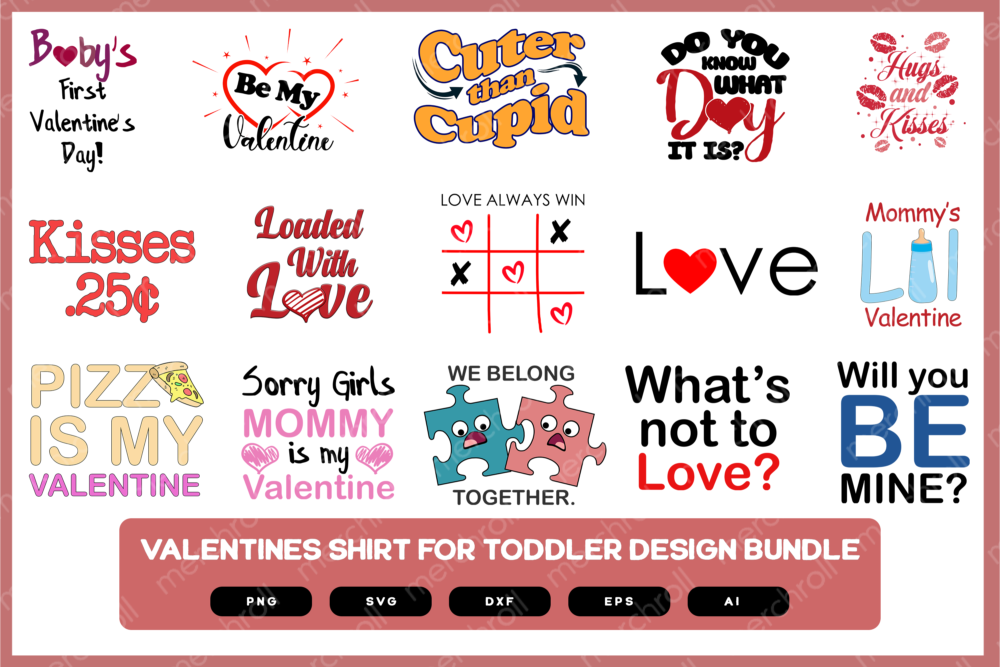 Valentine's Day for Toddler Design Bundle | Valentines Design for Kids | Kids Valentines