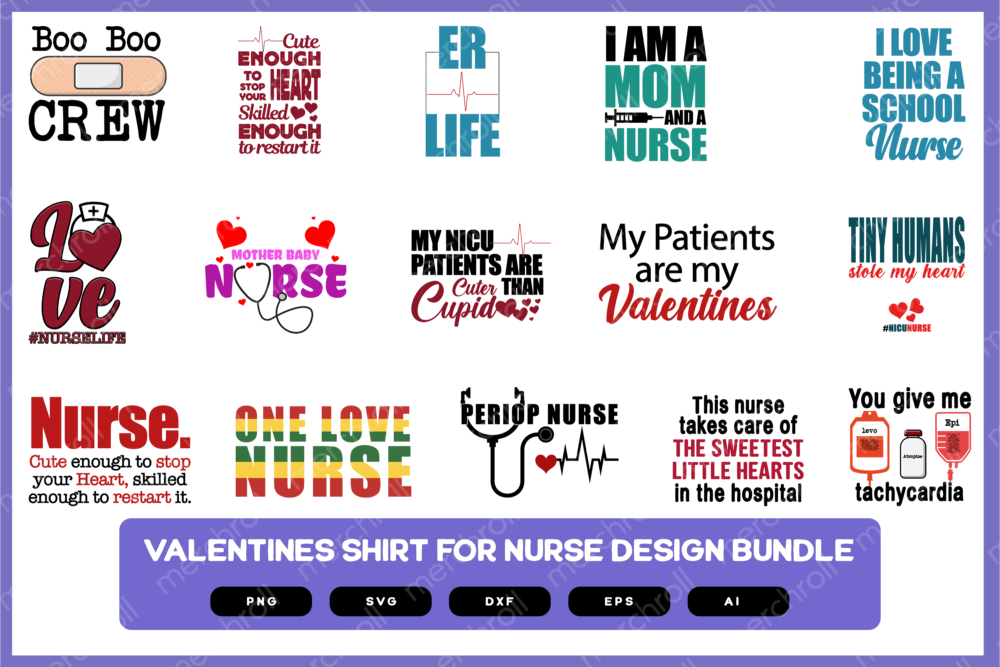 Valentines Design Bundle for Nurse | Gifts for Nurse | Nurse Valentines SVG | Valentines SVG | Nurse Valentines PNG