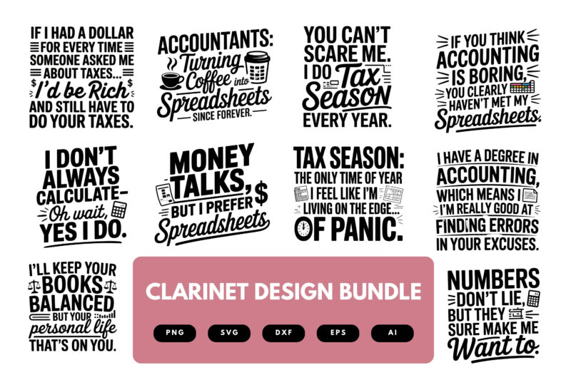 Clarinet SVG Bundle | Woodwind Instrument Clipart, Band Music Silhouette Cut Files for Cricut & Sublimation