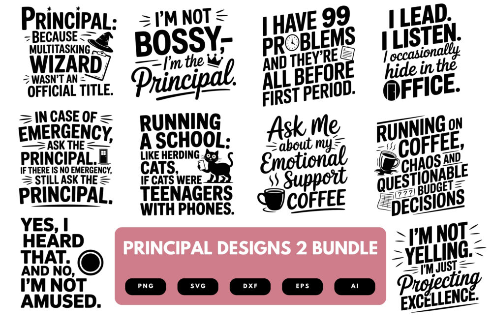 Principal SVG Bundle | School Leader Clipart, Educational Staff Silhouette Cut Files for Cricut & Sublimation