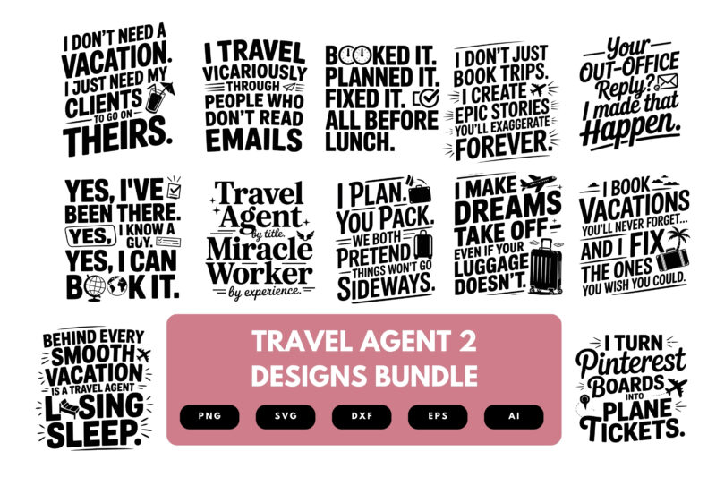 Travel Agent SVG Bundle | Wanderlust Clipart, Vacation Planner Silhouette Cut Files for Cricut & Sublimation